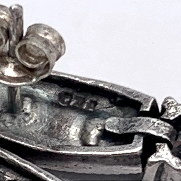 Sterling Silver Marcasite CZ Jeweled Drop Earrings - Picture 4 of 5